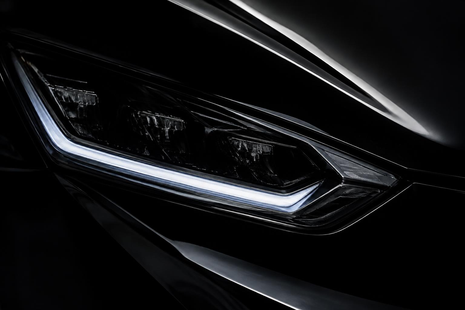 Close-up van een LED-koplamp (sfeerbeeld)